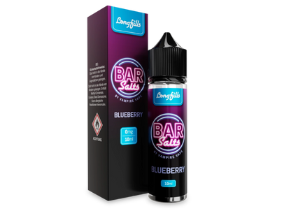 60 ml Flasche von Vampire Vape Bar Salts Longfills mit 10 ml Blaubeer Aroma, ideal für das Vapen.