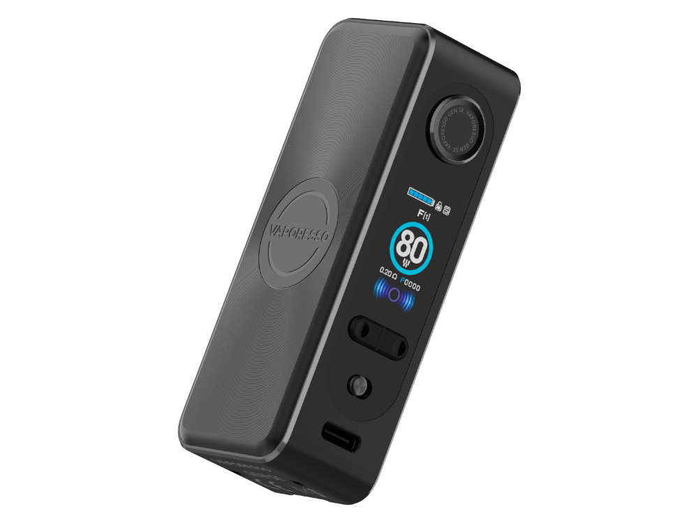 Vaporesso Gen SE 80 Watt Akkuträger in verschiedenen Ausgabemodi, visuell dargestellt auf dem Display.