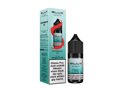 10ml Elux Nikotinsalz Liquid Watermelon Ice, ideal für Dampfen, mit starkem Wassermelonen-Aroma.