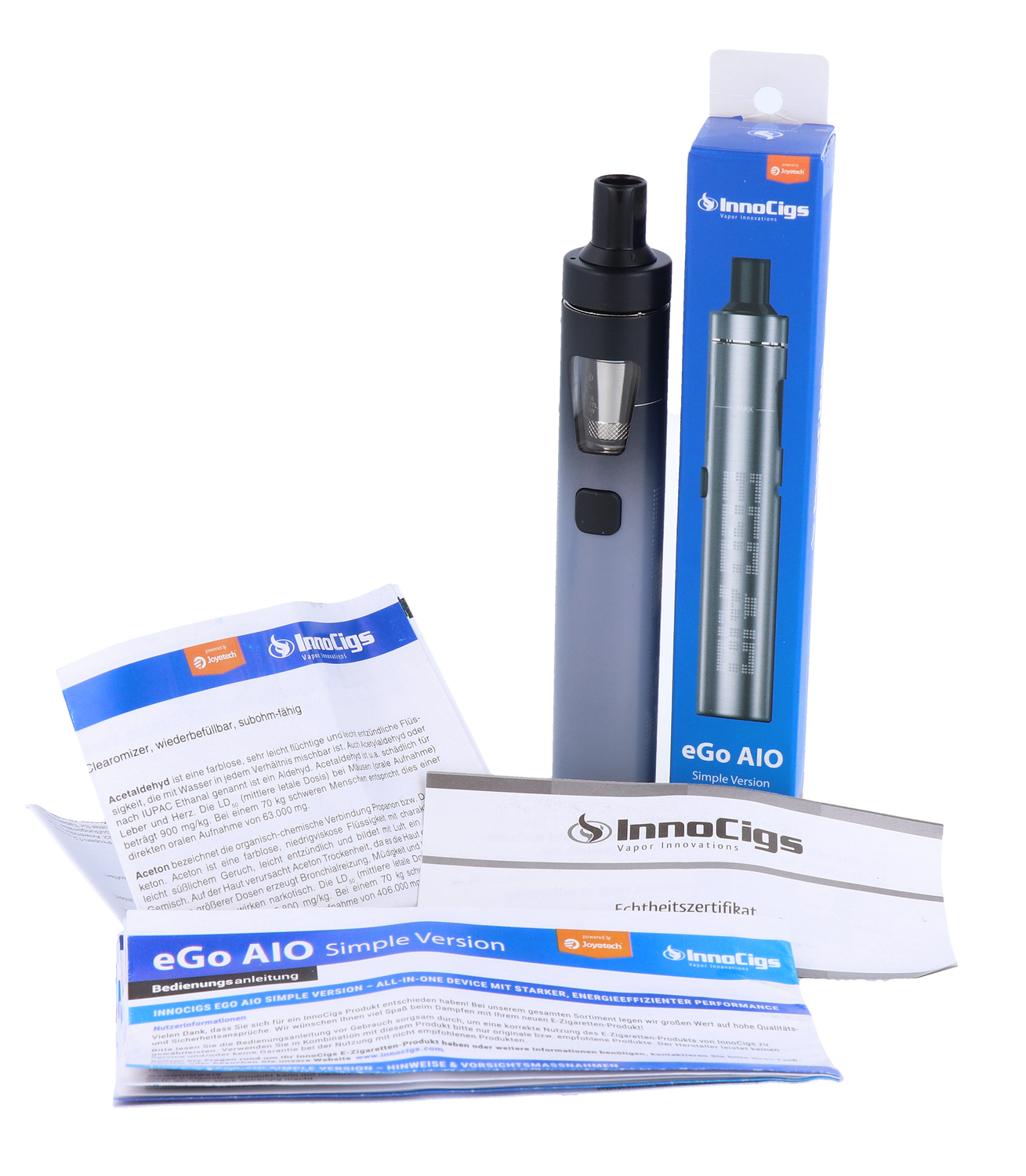 Benutzerfreundlichkeit der InnoCigs eGo AIO Simple E-Zigarette von RavenSmoke DE, gezeigt durch das Top Filling System.