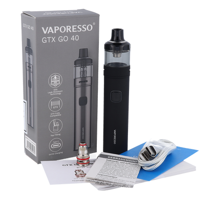 Vaporesso GTX GO 40 E-Zigaretten Set mit umschaltbarem Verdampferkopf für vielfältige Dampferlebnisse.