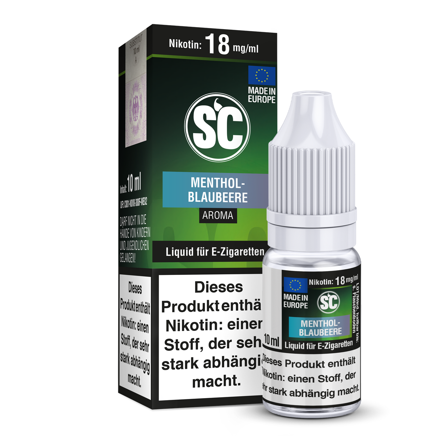 SC - Menthol-Blaubeere E-Zigaretten Liquid: Genießen Sie den einzigartigen Geschmack von Blaubeeren mit einem kühlenden Menthol-Akzent.