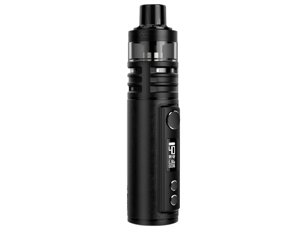 VooPoo Drag H40 E-Zigaretten Set in verschiedenen Modi präsentiert, inklusive VW und Smart.