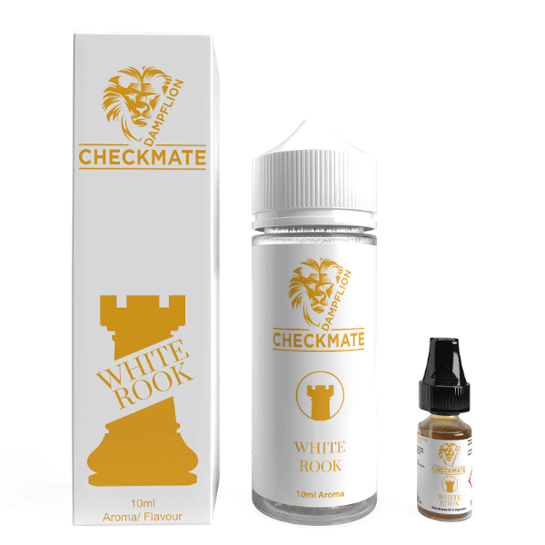 White Rook Dampflion Checkmate Aroma zum mischen für e-liquids in einer 10ml Flasche, die einen fruchtigen Geschmack von Ginger Ale und Granatapfel vereint.